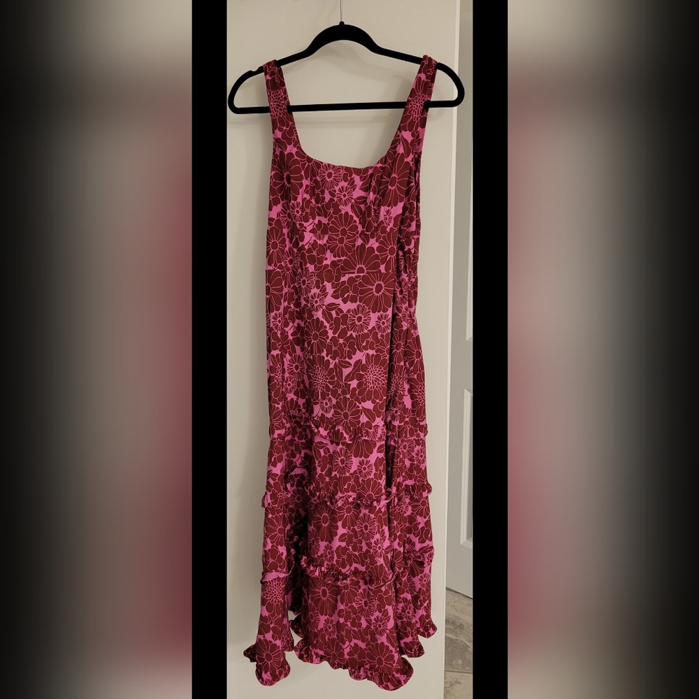 Anthropologie Pink and Brown Floral Dress